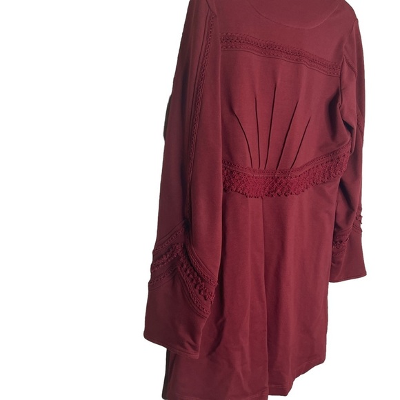 Soft Surroundings Burgundy Rachel Embroidered Knit Coat Women's Medium - Picture 6 of 9